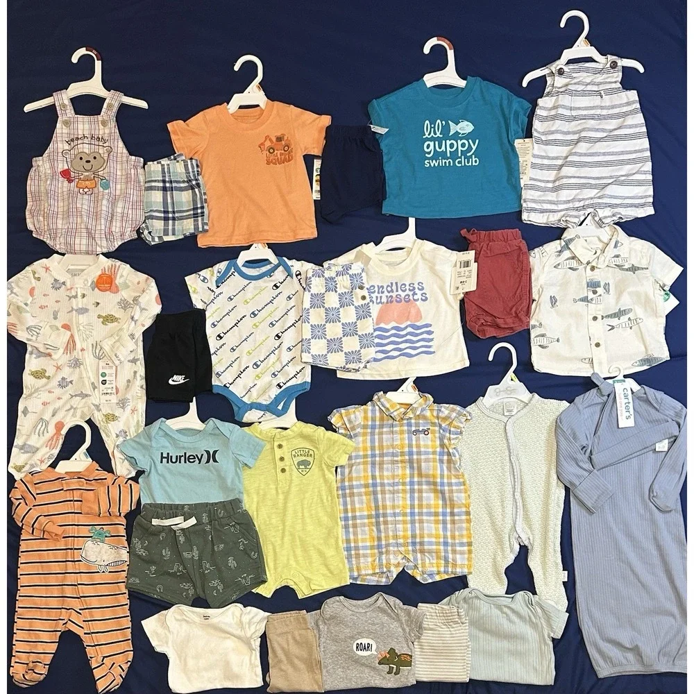 Huge Lot Baby Boys Summer Clothes Newborn 3/6 Months NEW &EC Carters Nike Hurley